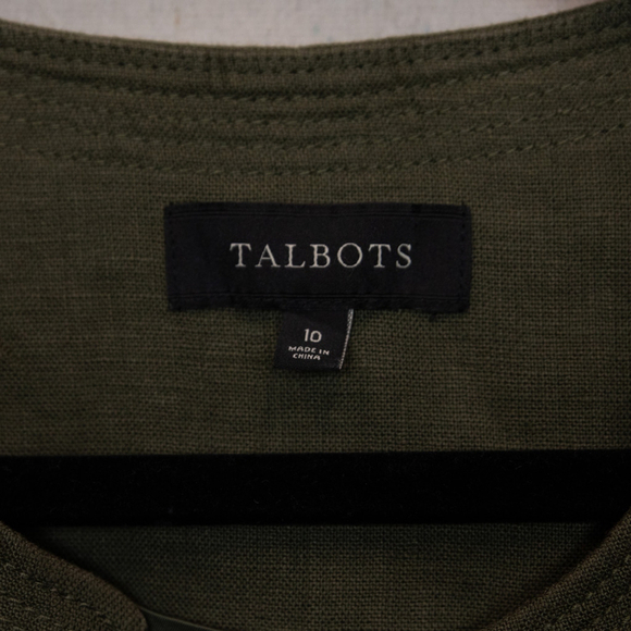 Talbots linen green open front blazer-10 - Picture 3 of 4